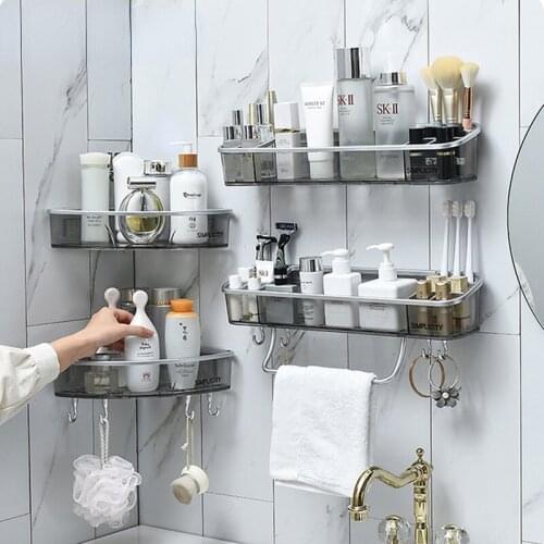 Bathroom Shelves Storage Organizer Rack Shower Shelf Wall Mount Shampoo Towel Bar Corner Holder Kitchen Accessories