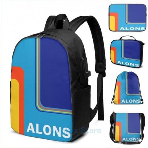 Funny Graphic print Fernando Alonso Helmet USB Charge Backpack men School bags Women bag Travel laptop bag