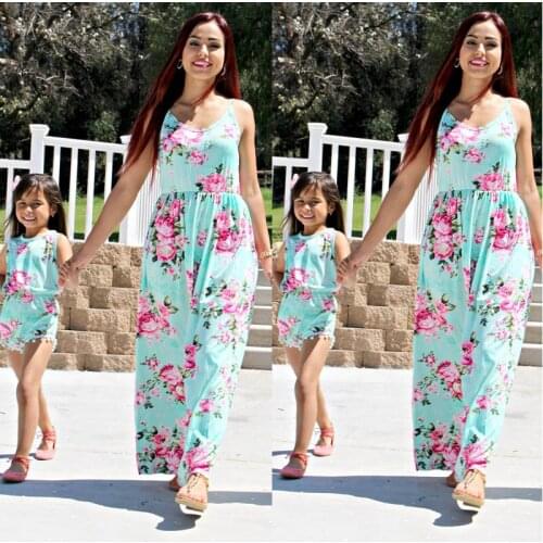 Family matching dresses 2021 summer fashion printed Female clothing girls dresses baby jumpsuits mother and daughter clothing
