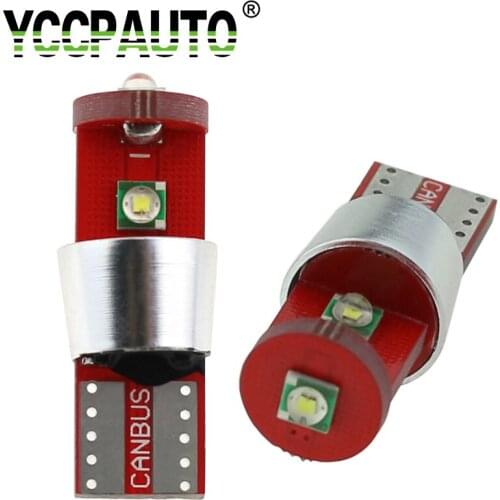 YCCPAUTO W5W T10 LED Light Cree LED Chip Car Turn Side Wedge License Bulb Indicator Lamp White 12v 3SMD 2PCS car-styling