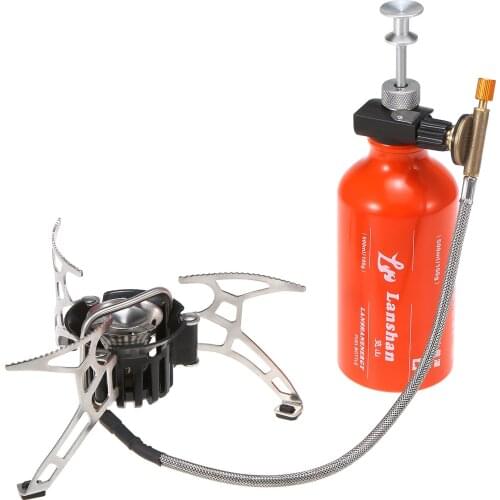 Outdoor Camping Burner Camping Multi Fuel Oil Stove with 500ml Gasoline Fuel Bottle for Diesel Alcohol Picnic equipment