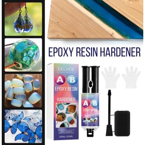 UV Epoxy Resin Hardener Crystal AB Glue Jewelry Making DIY Manual Quick-drying High Adhesive Glue Accessories 25ml+25ml
