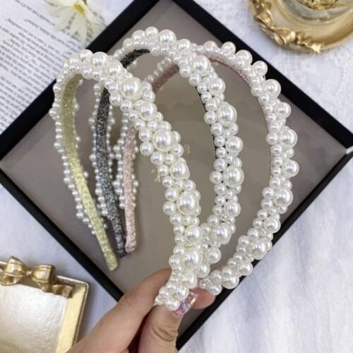2020 Vintage Pearl Rhinestone Bezel Hair Band Women Headbands Girls Hair Accessories Hair Clips Hairband opaska do wlosow opaska