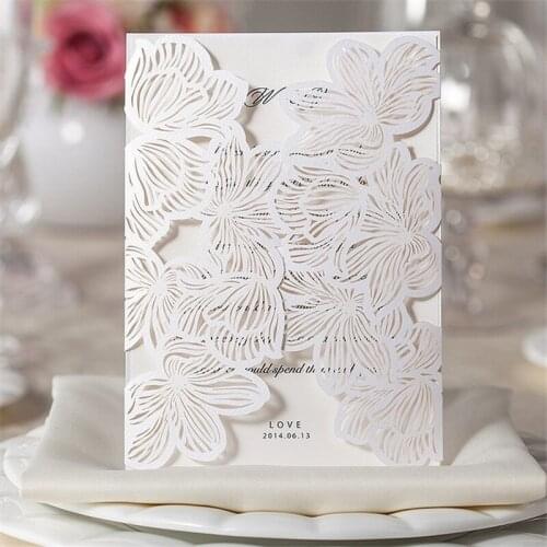 1/10/30pcs Wedding Invitations Elegant Engagement Laser Cut Wedding Invitation Card With Ribbon Free Envelope Seals 5z
