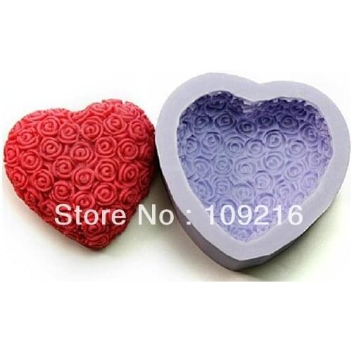 1pcs Big Love with Rose(R1003) Silicone Handmade Soap Mold Crafts DIY Mold