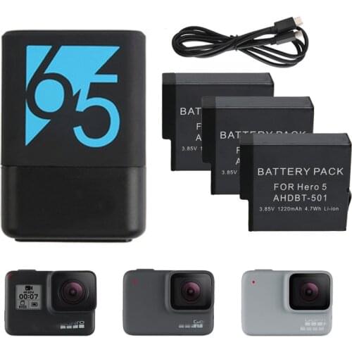 2018 GoPro Hero 5 6 7 8 Battery+ Dual Port TYPE-C Charger for GoPro Hero5 6 7 8 Black Batterie Camera Accessories