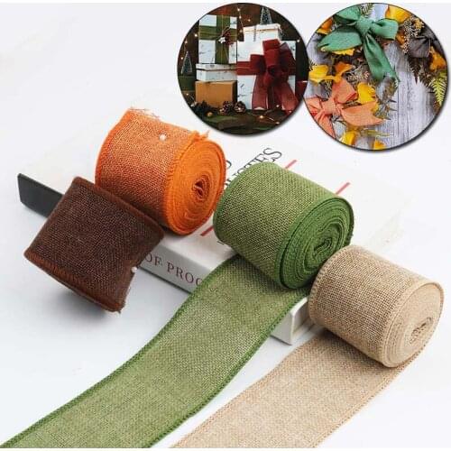 3M/Roll 60MM Width Colorful Burlap Fastened Tape Rolls DIY Christmas Material Craft Wedding Party Decoration