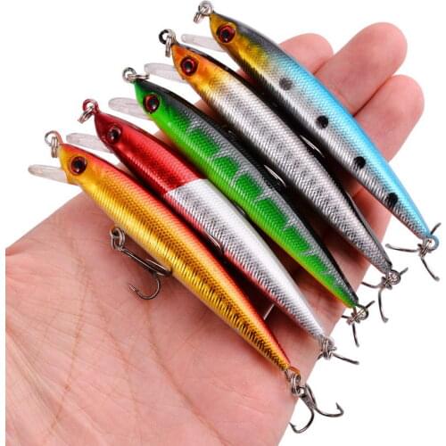 5Pcs Minnow Fishing Lure 9cm 6g Crankbait Wobblers 3D Eyes Artificial Hard Bait Trout Pike Iscas Carp Pesca Fishing Tackle