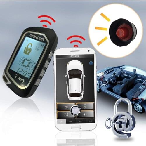 2 way LCD Display Car Alarm System APP Keyless Entry for Remote Engine Start Auto Central Locking Remote Smart Key Start Stop