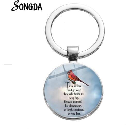 Cardinals Appear When Angels Are Near Keychain Bible Verse Red Bird Photo Silver Color Key Chain Holder Inspiring Jewelry