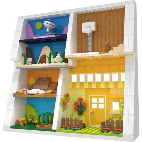 DIY Color Comic Wall Scene Photo Frame Building Blocks Bricks Street View Model Decorations Education Toys Child Girls Gif