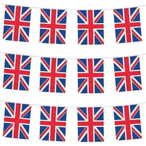 2Pcs 14*21cm 30Pcs/1 Line 10m Double-sided Print Britain National Flag Bunting Banner String Decorative Flag Party Decoration