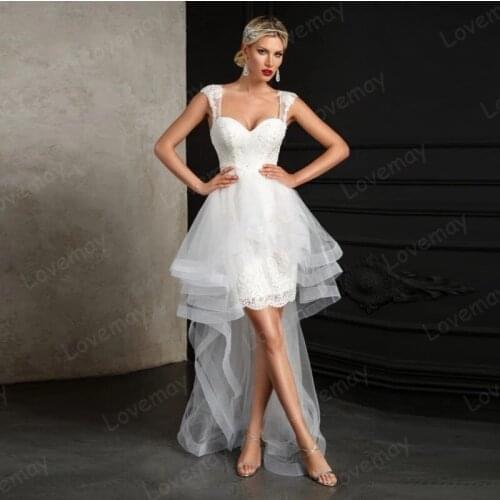 High Low Short Boho Wedding Dresses Sexy Sweetheart Bridal Gowns for Beach Weddings Vestido De Noiva Open Back