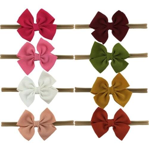 Bulk 60pc/lot Girls 4" Solid Fabric Hair Bow Hairbands,Kids Elastic Headbands Nylon Headband Toddler Hair Accessories Headwear