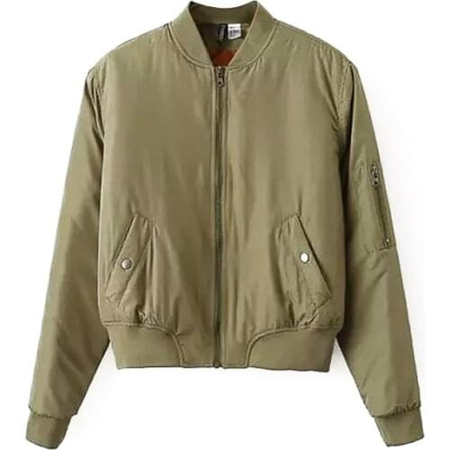 Fashion Womens V-Neck Quilting Quilted Army Green Bomber Jacket Short Thin Padded Bomber Jacket Coat Pilots Outerwear Tops