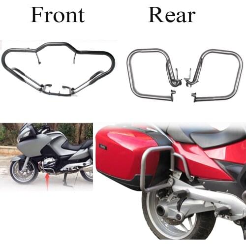 New Motorcycle Front Rear Engine Guard Crash Bar Protection For BMW R1200RT 2005 2006 2007 2008 2009 2010 2011 2012 2013 Silver