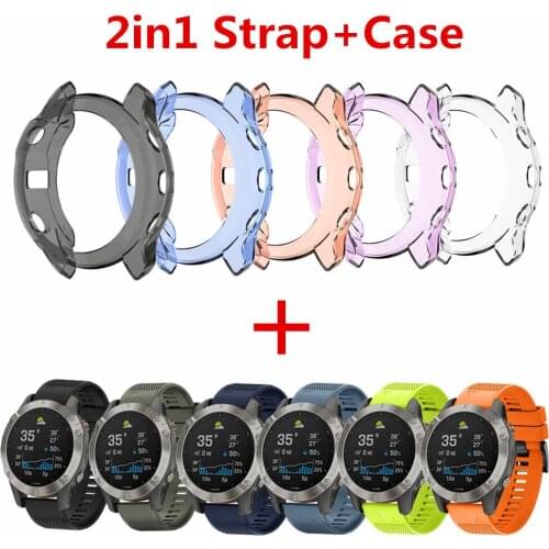2in1 Wrist Strap+TPU Case Cover For Garmin Fenix6S 6 6X Smart Watch Band Bracelet+Protective Shell For Fenix6S 6 6X Accessories