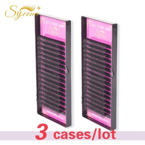 Syrrna Individual Eyelash Extension Makeup Classical Lash 3 Cases/Set 16 Rows Eyelashes Premium Synthetic Faux Mink Cilios