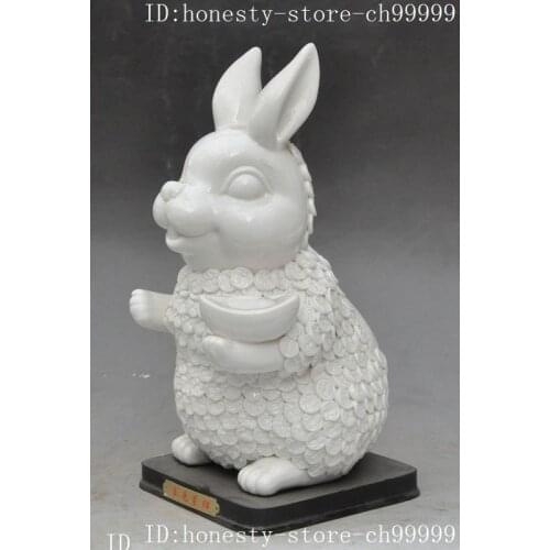 Christmas chinese Jingdezhen Porcelain zodiac animal rabbit Bunny Hare wealth statue halloween Decoration feng shui Ornaments