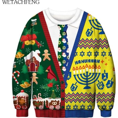 Christmas Ugly Oversized Women Hoodie Autumn Sweater Funny 3D Print Green Jumpers Casual Couple Sweatershirt Tops Man Clothing