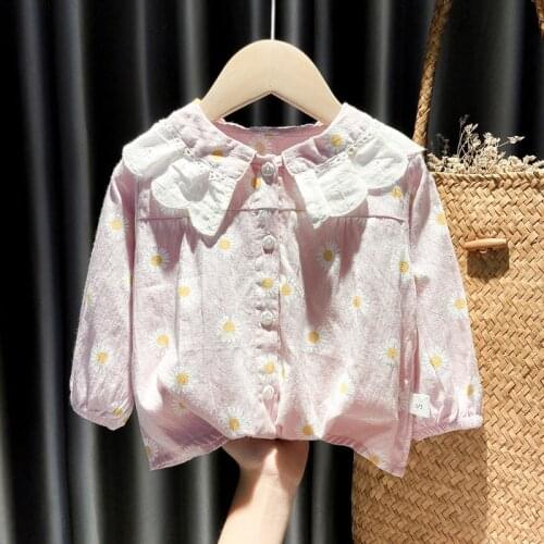 Newborn Baby Girls Flower Leaf collar Shirt Children Long Sleeve Tops School Kids Cotton Shirt Toddler Baby Blouse
