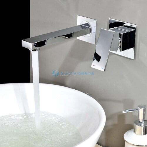 Contemporary Chrome Finish Wall Mount Bathroom Sink Faucet Puer copper MPAZ028A
