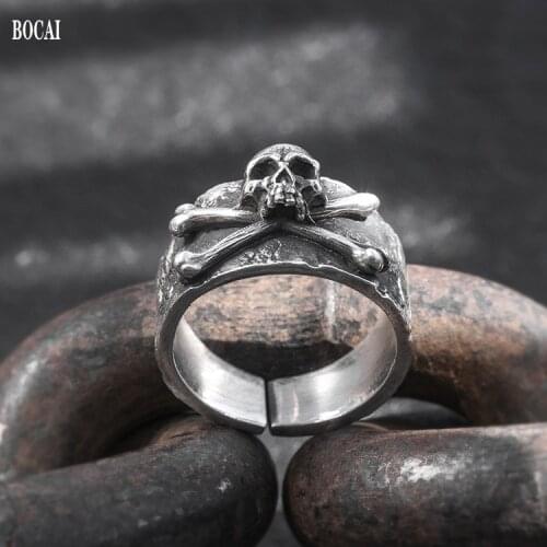 Real 999 silver foot silver retro trendy male hip hop foot silver skull ring