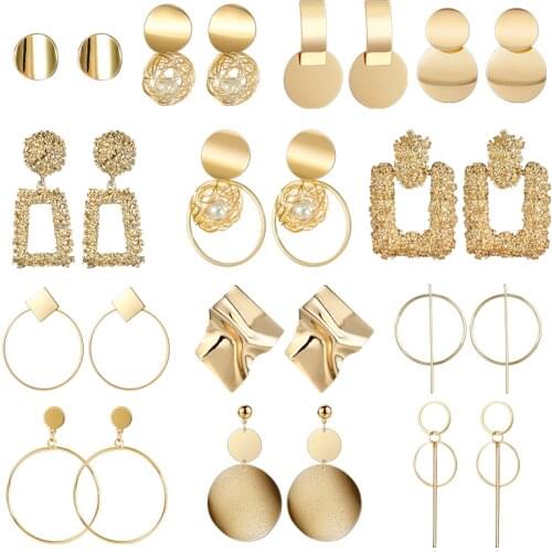 Fashion Statement Metal Earrings 2019 Big Geometric Earrings For Women Hanging Dangle Earring Drop Earring Modern Female Jewelry