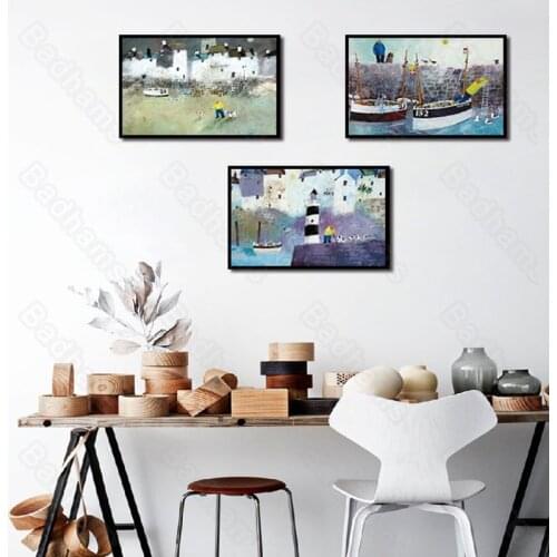 Modern Decoration Home Mediterranean Decoration Hand-Painted Abstract Oil Painting Personality Color Block Niche Painting