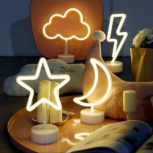 17 Styles LED Night Light with Holder Base Decorative Signs Light Tabletop Lamp Decor for Living Room Bedroom Kids Gifts Party
