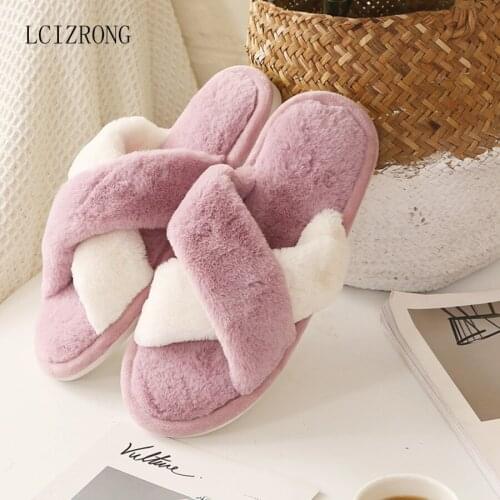 LCIZRONG New Warm Plush Indoor Slippers Female Simple Comfortable Couple Home Slippers Non-slip Women\Men Unisex Floor Shoes