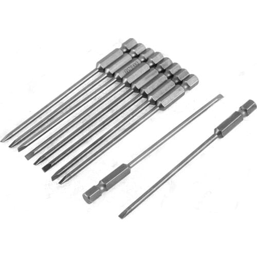 Uxcell 10pcs 100mm Long 3mm Flat Straight Magnetic Tip Slotted Screwdriver Bits