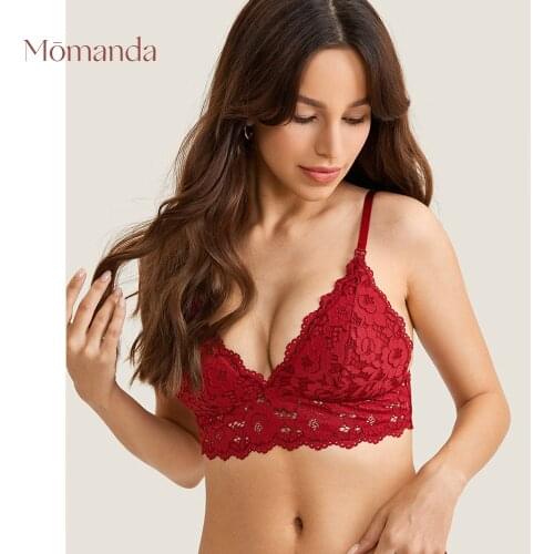 MOMANDA Womens Wire Free Maternity Nursing Lace Bra Lightly Lined Bralette