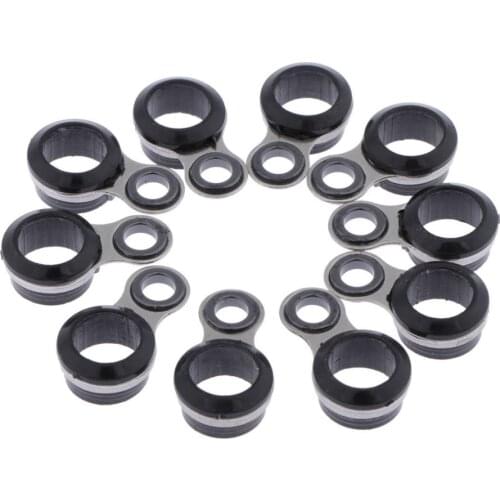 10Pcs Stainless Steel Ceramics Bait Casting Rod Guides Fishing Rod Guides Tips Eye Ring Set Replacement for Rod Building Repair