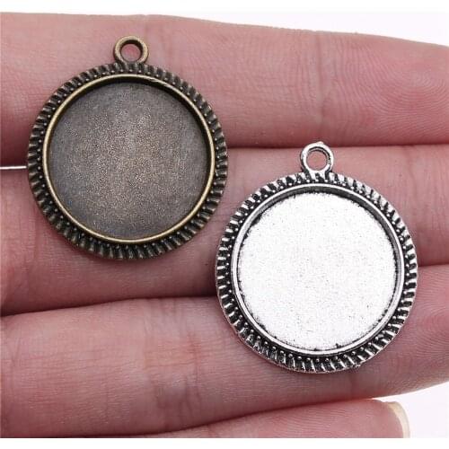 10pcs Fit 20mm 16mm Vintage Antique Silver Color Antique Bronze Zinc Alloy Cameo Cabochon Pendant Base Setting