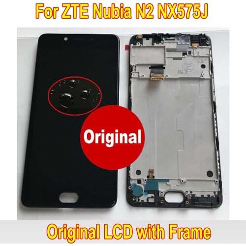 100% Original Working Glass Sensor For ZTE Nubia N2 NX575J LCD Display Touch Screen Digitizer Assembly + Frame Phone Pantalla