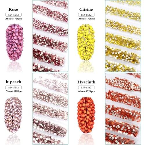 3D Nail Rhinestone SS4-SS12 Mix Sizes Flatback Shiny Crystals Glass Strass Stones Glue on Rhinestones For Nails Art DIY Manicure