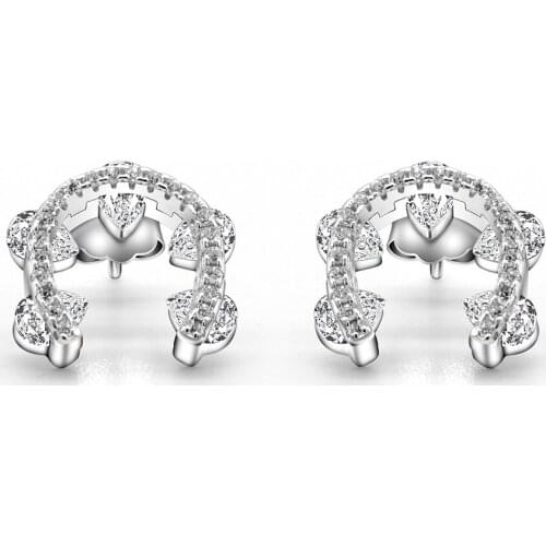 925 Sterling Silver Horseshoe Shape Earrings with Clear CZ Stud Earrings for Women 2019 Fashion Jewelry
