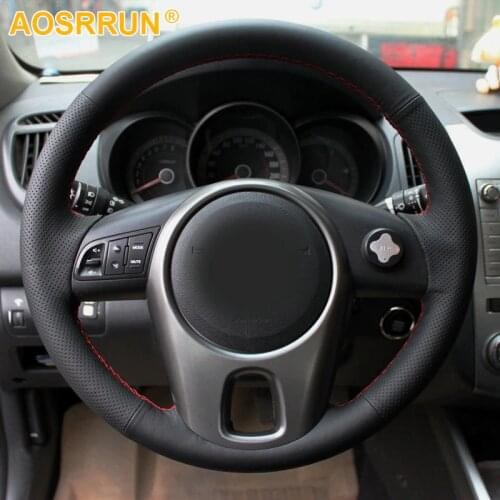 Car accessories Hand stitched Leather Steering Wheel Cover For KIA Soul 2010-2014
