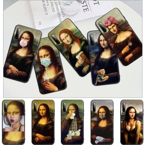 Funny Mona Lisa Black Rubber Mobile Phone Cover For Samsung A51 A71 A50 A21 A20 A20E A31 A30 A40 A70 A01 A10 A11 A30S Case