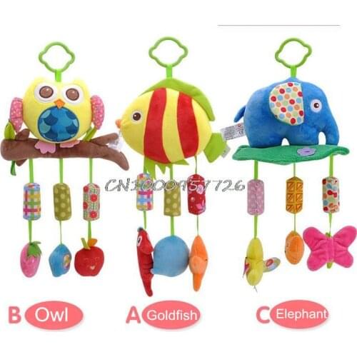 Baby Rattle Ring Bell Animal Plush Toys Developmental Toy Bed Hanging Bed Infant Kids Bed Stroller Hanging Baby Soft Toys 40%off
