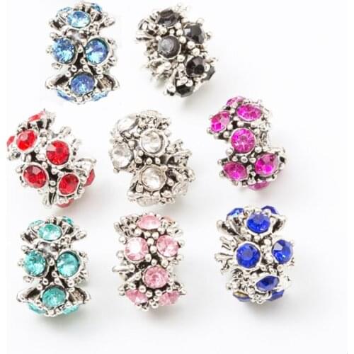 Double Nose Metal Alloy Inlay Beads Big Hole Bead Spacer European Bracelet Necklace Making DIY Custom Design Fashion
