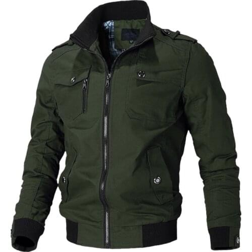 Quality Bomber Jacket Mens Zipper Windbreaker Army Military Cotton Spring Autumn Casual Outerwear For Mens Coats And Jackets