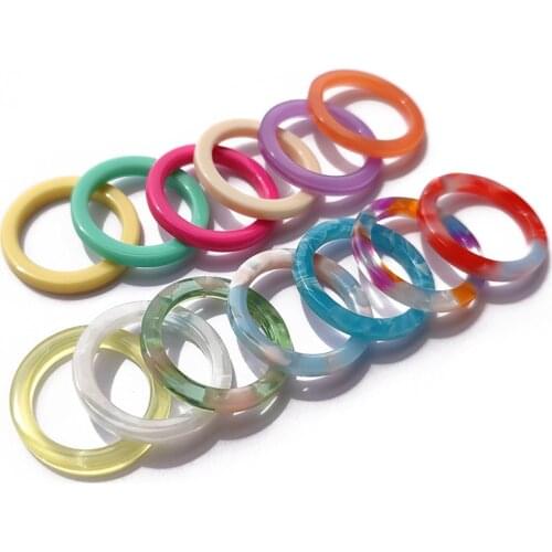 New Korea Chic Transparent Mix Color Aesthetic ring Colorful Minimalist Acrylic Resin Thin Ring for Women Jewelry Party Gifts