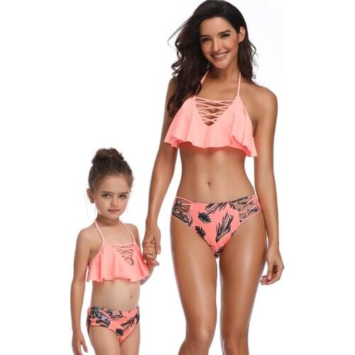 Biquini Infantil Matching Family Swimwear Women Swimsuit Children Baby Kid Beach Swimwear Mother Girl Swimsuit Bikini
