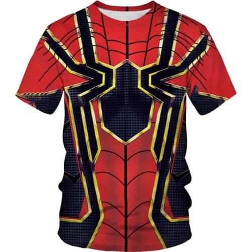 Summer fashion top handsome breathable short-sleeved 3d printed spider pattern comfortable round neck plus cotton T-shirt