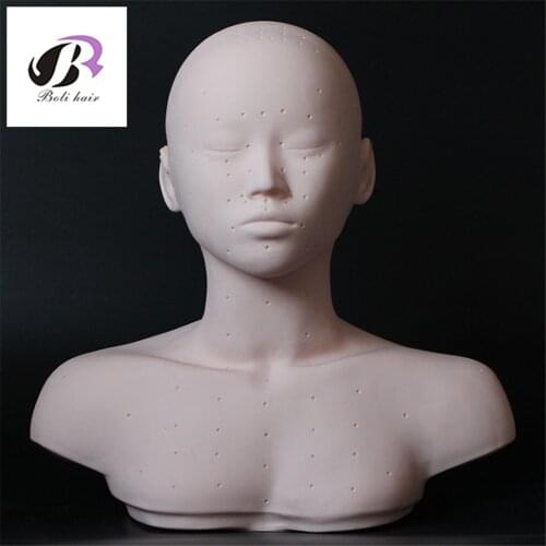 New Closed Eyes Mannequin Head With Shoulder Acupoint Acupuncture Massage Makeup Eyelash Extension Practice Model Head