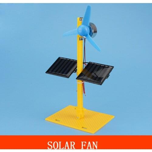 Solar Fan Model DIY Plastic Solar Fan Model Building Assembly Kids Toy Generator DC Motor Mini Fan Panel Science Education Toys