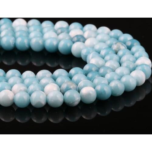 Fashionable Natural Stone Larimar Beads Round Loose Bead Stone Necklace for DIY 4 6 8 10 12 mm