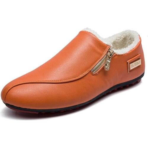 2021 Autumn Winter New Fashion Plush Thickening Mens Loafers Comfortable Slip-on Leather Casual Shoes with Platform Waterproof